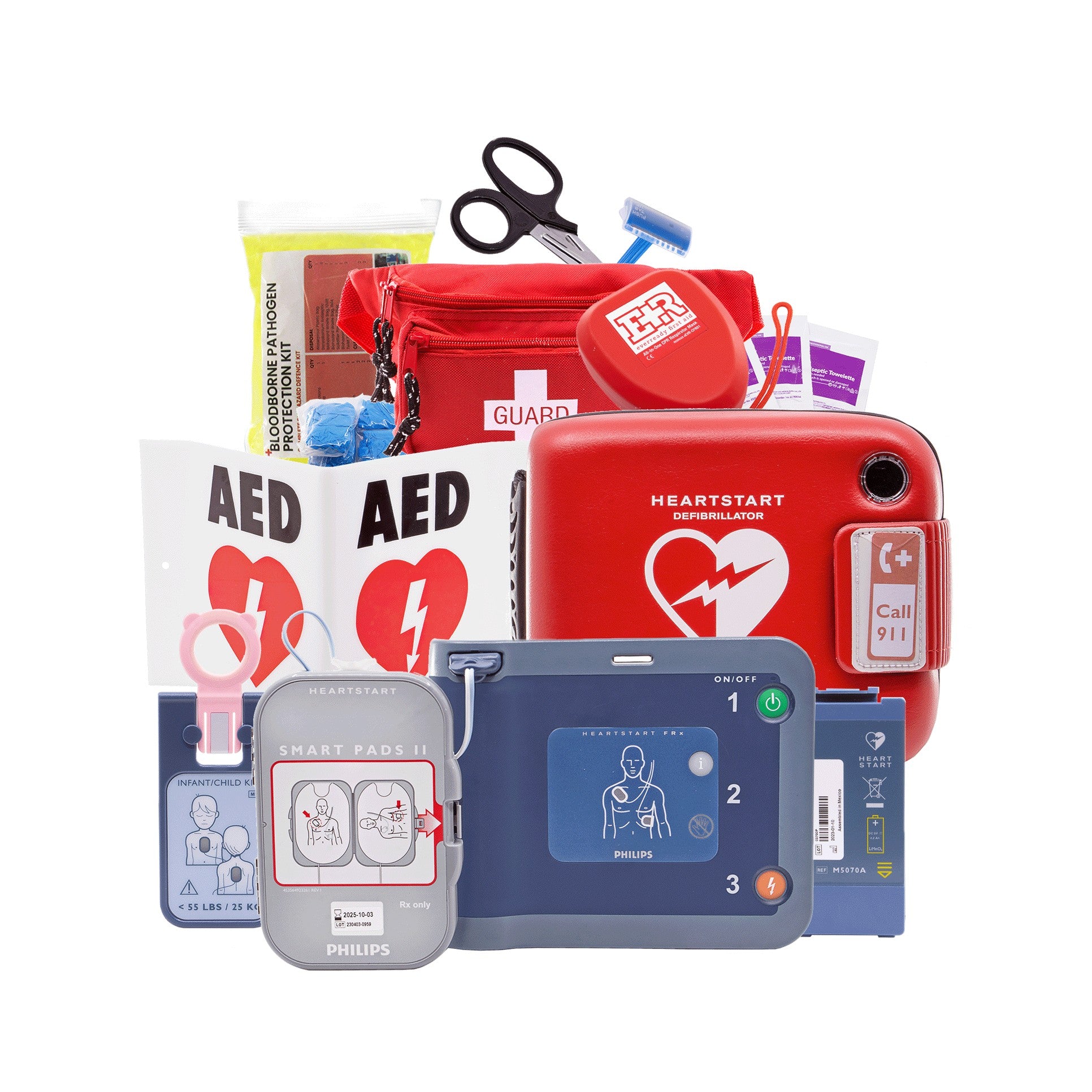 Philips HeartStart FRx Automated External Defibrillator AED Complete Lifeguard Package (Adults & Children)