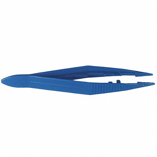 Pack of 10 - Disposable Plastic Tweezer Forceps - Blue