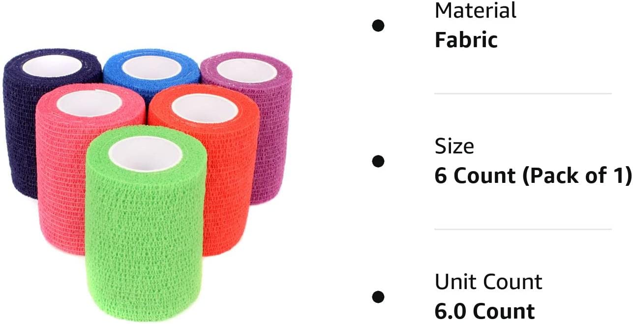 Ever Ready First Aid Self Adherent Cohesive Bandages 3" x 5 Yards - Rainbow Colors