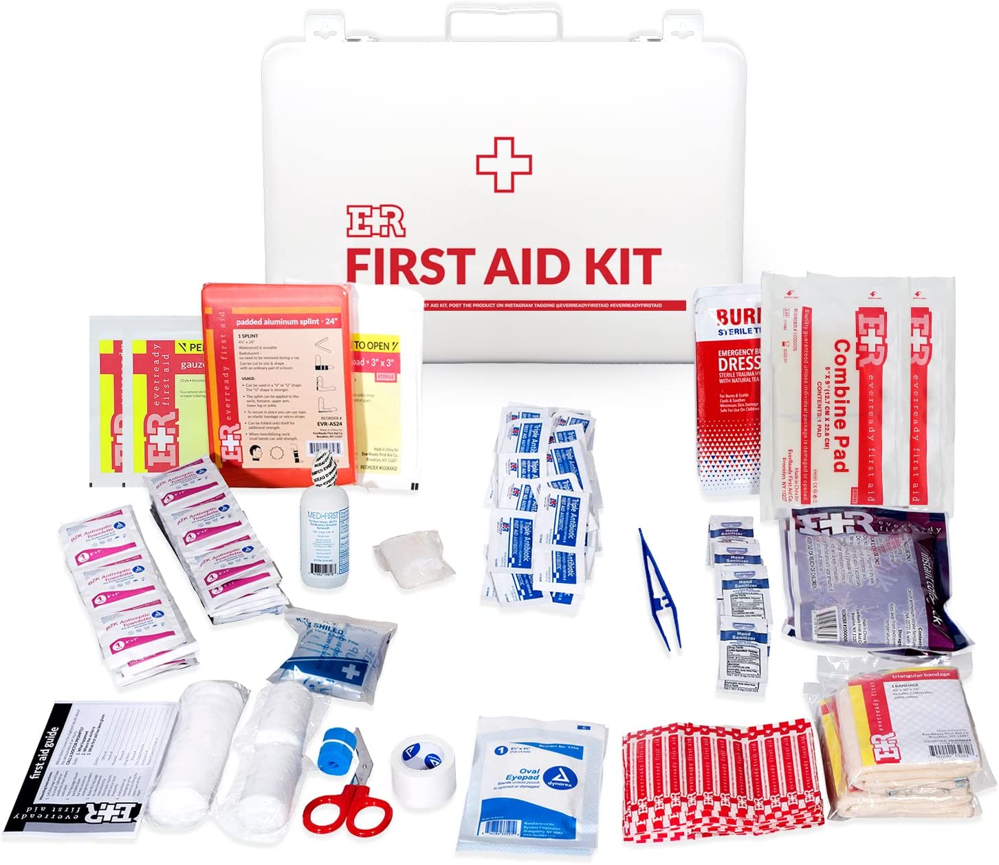 Class B ANSI Compliant First Aid Kit in Metal, Wall-Mountable Case for Business, Office, Home, Car, School - 178 Pieces