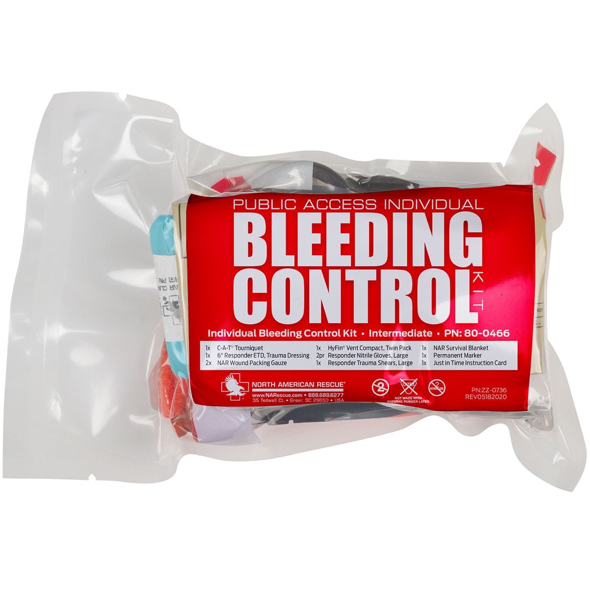 North American Rescue Public Access Individual Bleeding Control Kit Feat. C.A.T. Tourniquet, Vacuum Sealed - Intermediate