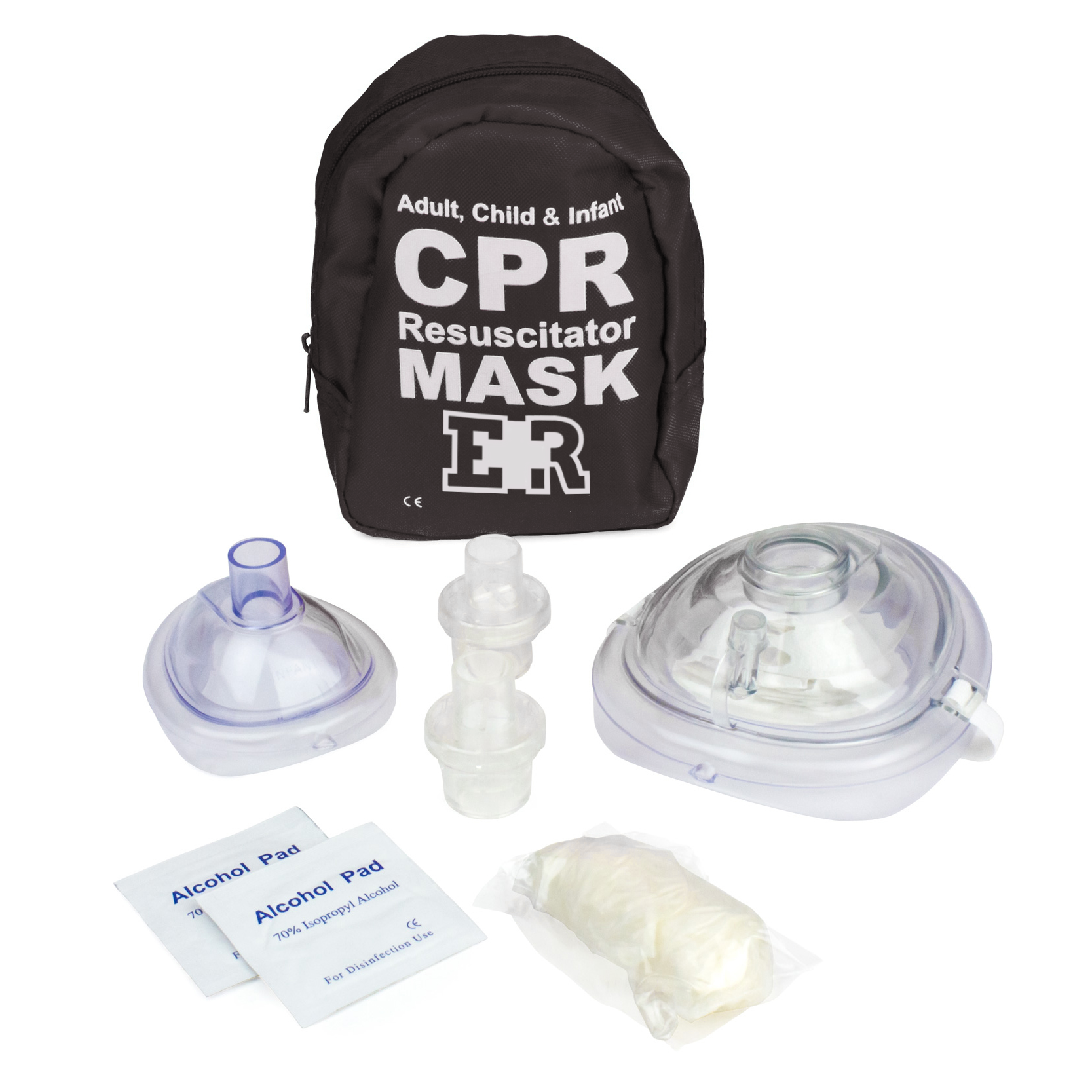 CPR Rescue Mask, Adult/Child Pocket Resuscitator, Hard Case with Wrist  Strap, Gloves & Wipes - Assorted Colors