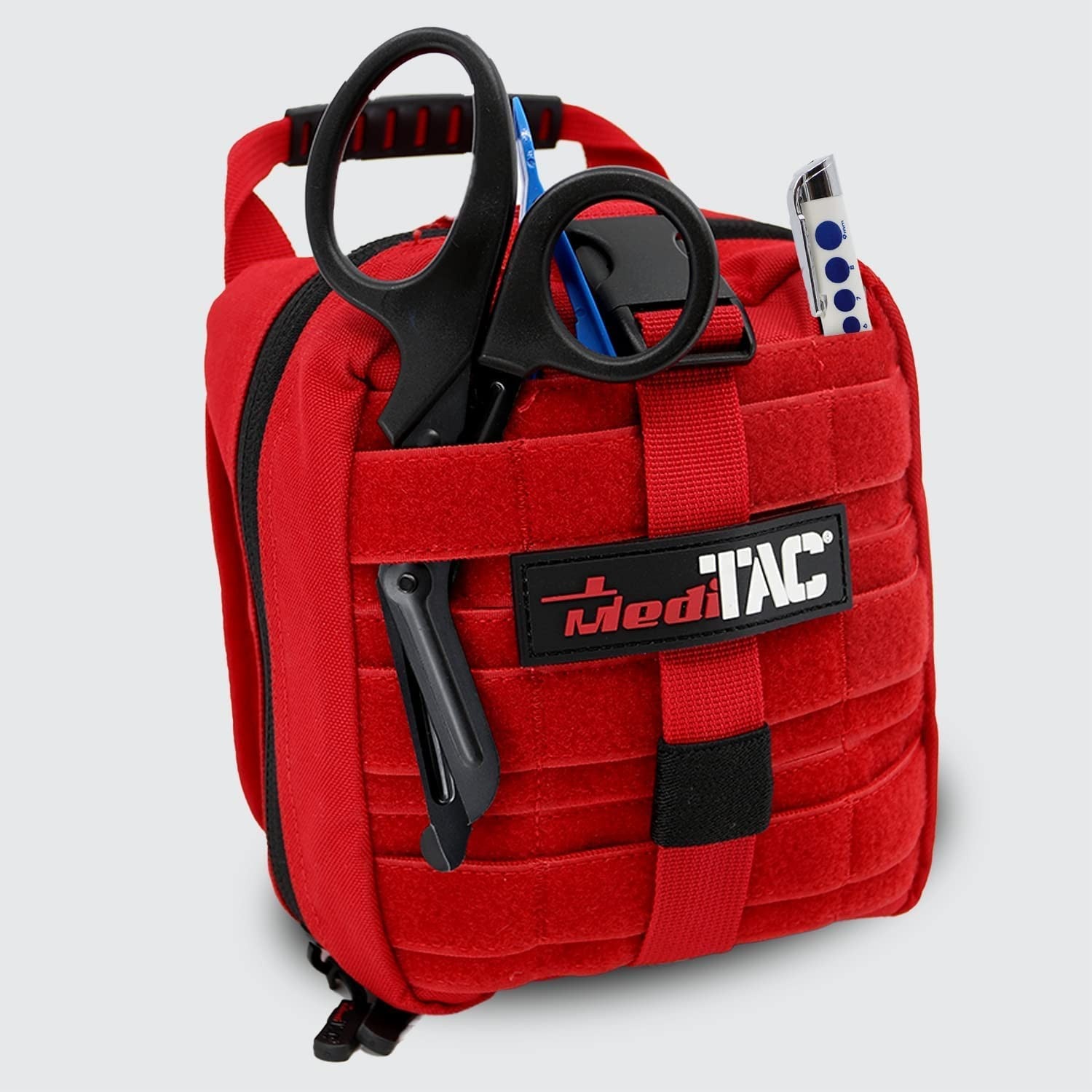 MediTac Small Rip-Away Owl Type Full Tactical Trauma Kit Feat. Chest Seals, Tourniquet, Bleeding Control Items, Titanium EMT Shears, Bandages
