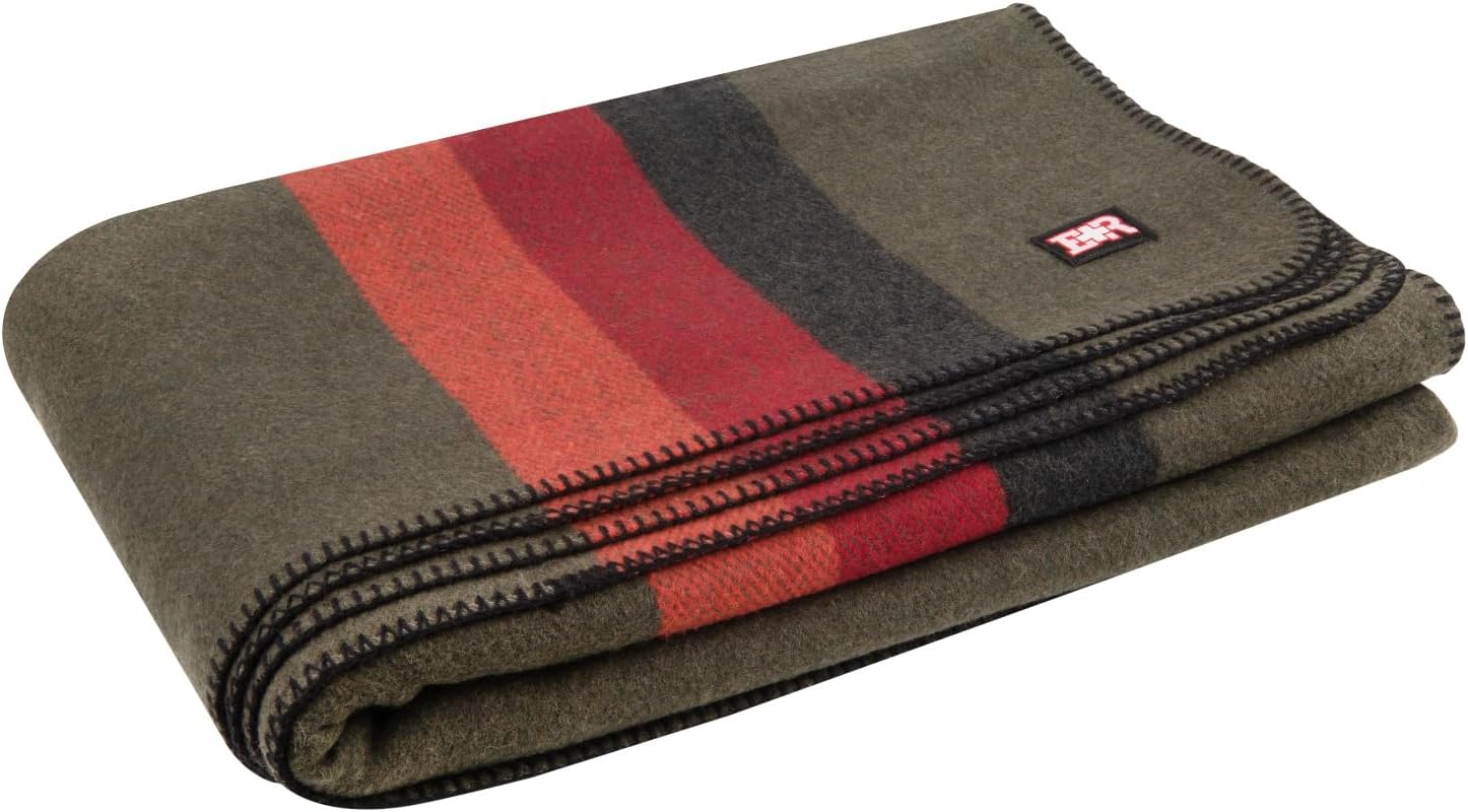 Ever Ready First Aid Military Wool Blanket - Perfect for Outdoors, Camping & Bushcraft Emergency Blanket, 95% Wool - 96" x 96" 6.65 lbs.  - Queen Size