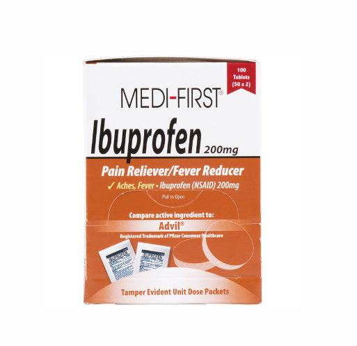 Medi-First Ibuprofen Pain Relief Tablets 200mg 125 packets of 2, 250 Tablets