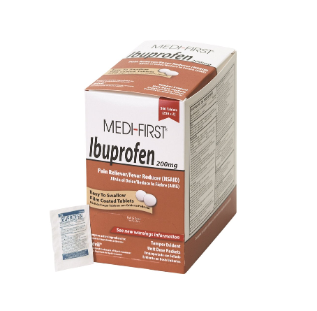 Medi-First Ibuprofen Coated Tablets, 200mg - 500/box (Packets of 2 tablets)