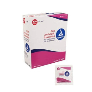 Dynarex Antiseptic Wipe Benzalkonium BZK First Aid Wipes - 100/Pack