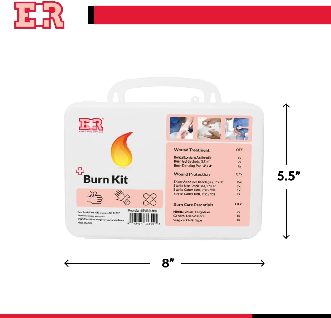 Ever Ready First Aid Basic Burn Kit with Burn Gel & Dressing for Common Burns and Scalds