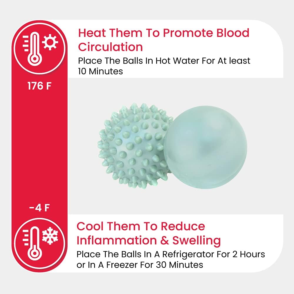 Ever Ready First Aid Temperature Sensitive Massage Ball Set, Trigger Point Therapy for Sore Muscle Relief, Plantar Fasciitis, Tendonitis & Joint Pain