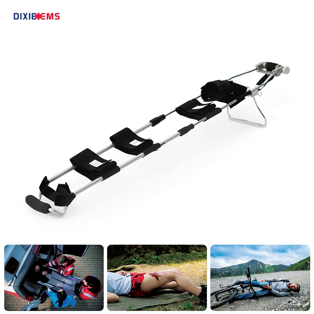 Dixie EMS Traction Splint for Leg Fractures, Lightweight with 4 Leg Straps to Reduce Pain & Bleeding - Adult