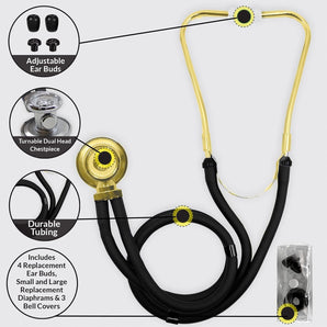 Dual-Head Sprague-Type Stethoscope – Black Tubing