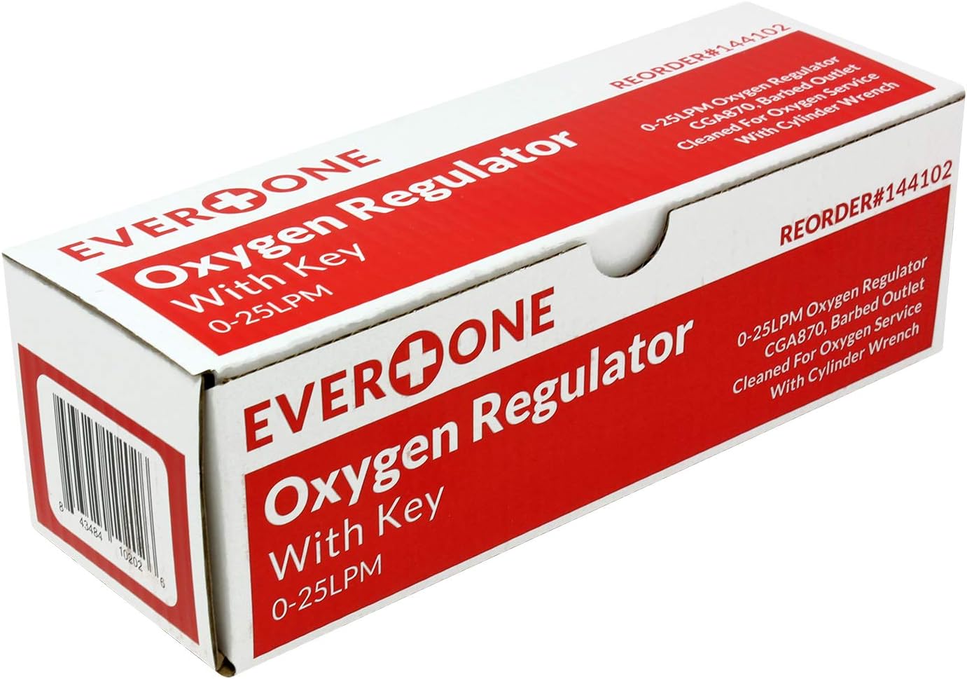 EverOne Mini Oxygen Regulator with Key, 0-25 Litersper min, Brass Sleeve, 870 CGA Connection, Brass Sleeve