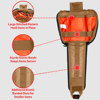 MediTack IFAK Molle-Eagle Type Tactical Trauma Kit Feat. Rip-Away Velcro Fastener, SOF Tourniquet, Celox Bleeding Control Granules And Pressure Bandage, Bleeding Control Kit