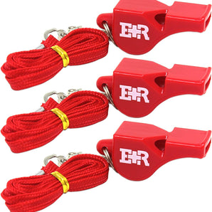 Ever Ready First Aid Safety Coach 3 Chamber Pealess Whistle with Matching Lanyard - Red
