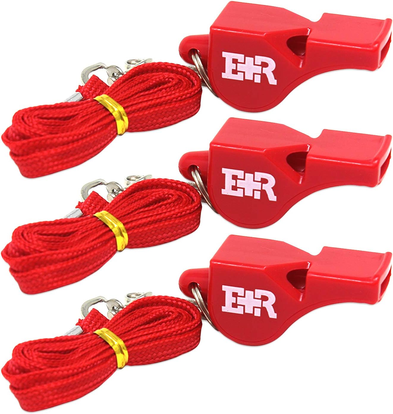 Ever Ready First Aid Safety Coach 3 Chamber Pealess Whistle with Matching Lanyard - Red