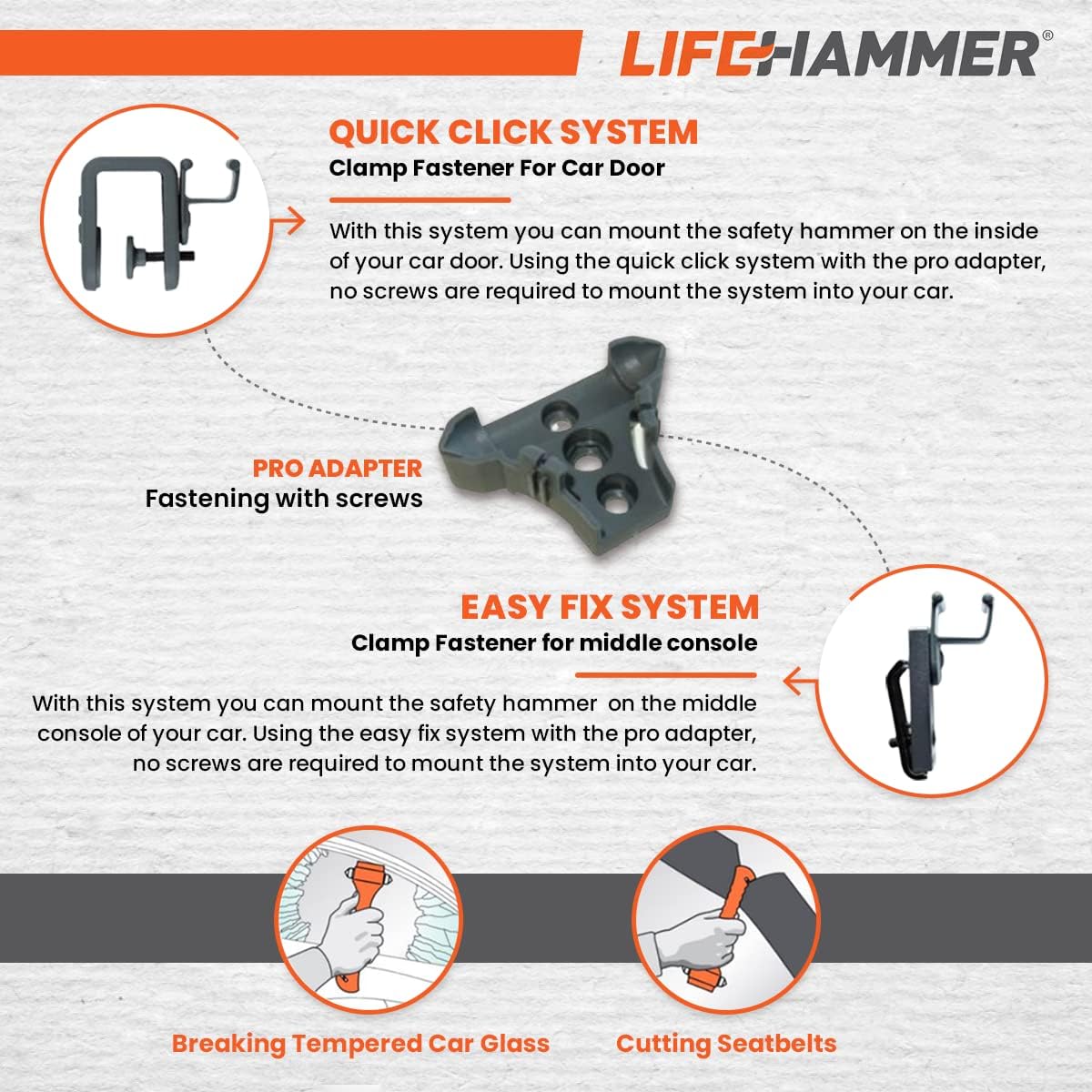 Life Hammer Brand Safety Hammer, Original Emergency Escape and Rescue Tool with Seatbelt Cutter