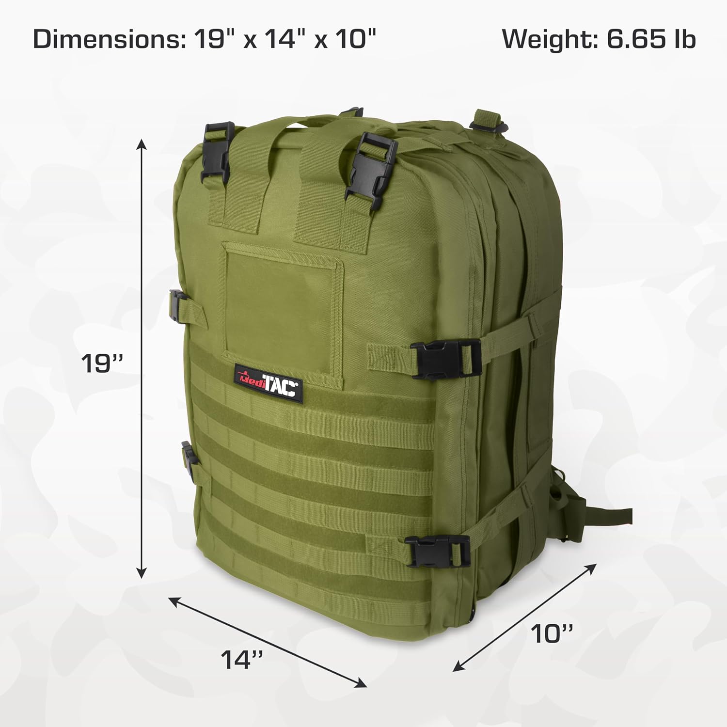 MediTac Deluxe Special Ops Tactical Field Medical Stomp Pack - Largest Backpack for all Gear & Equipment - Olive Drab