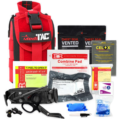 MediTack IFAK Molle-Eagle Type Tactical Trauma Kit Feat. Rip-Away Velcro Fastener, SOF Tourniquet, Celox And Pressure Bandage, Bleeding Control Kit