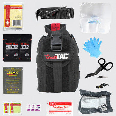 MediTack IFAK Molle-Eagle Type Tactical Trauma Kit Feat. Rip-Away Velcro Fastener, SOF Tourniquet, Celox And Pressure Bandage, Bleeding Control Kit