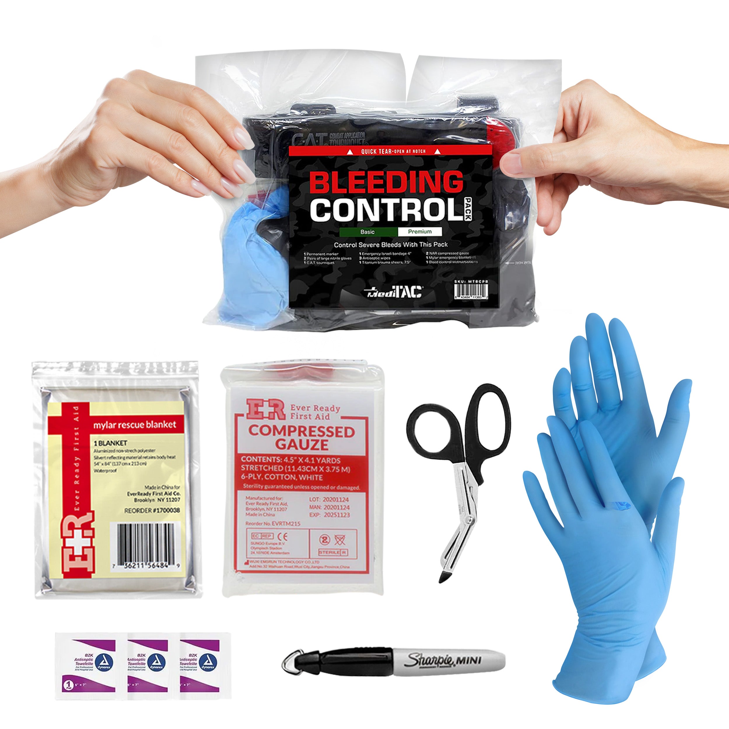 Bleeding Control Kit – 4 Vacuum-Sealed Kits in Plastic Case
