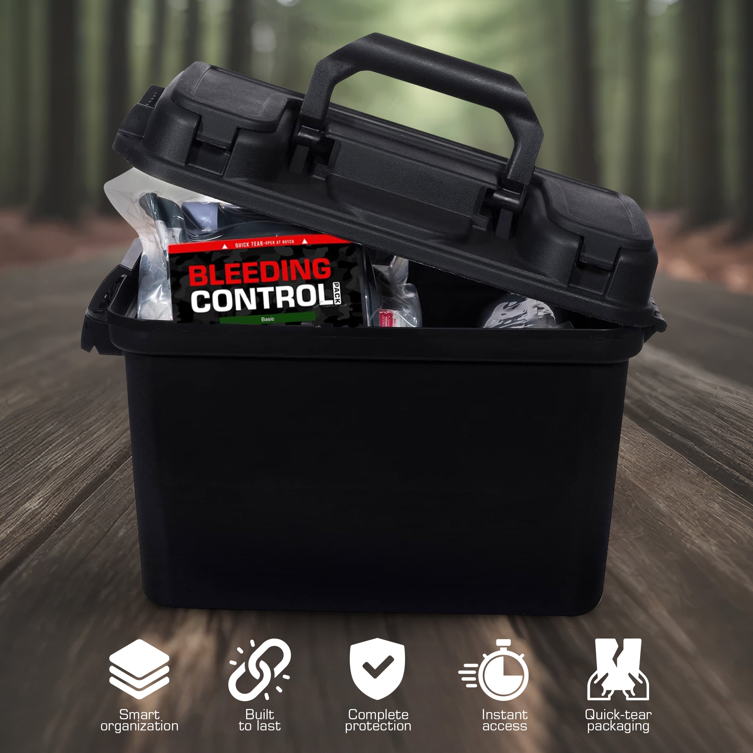 Bleeding Control Kit – 4 Vacuum-Sealed Kits in Plastic Case