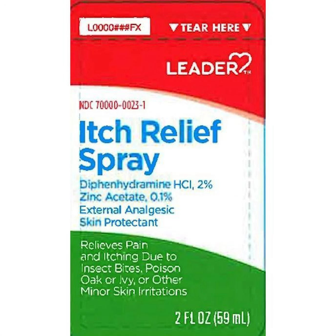 Leader (TM) Itch Relief Spray 2 Oz (Compare to Benadryl), Spray Non-Medical
