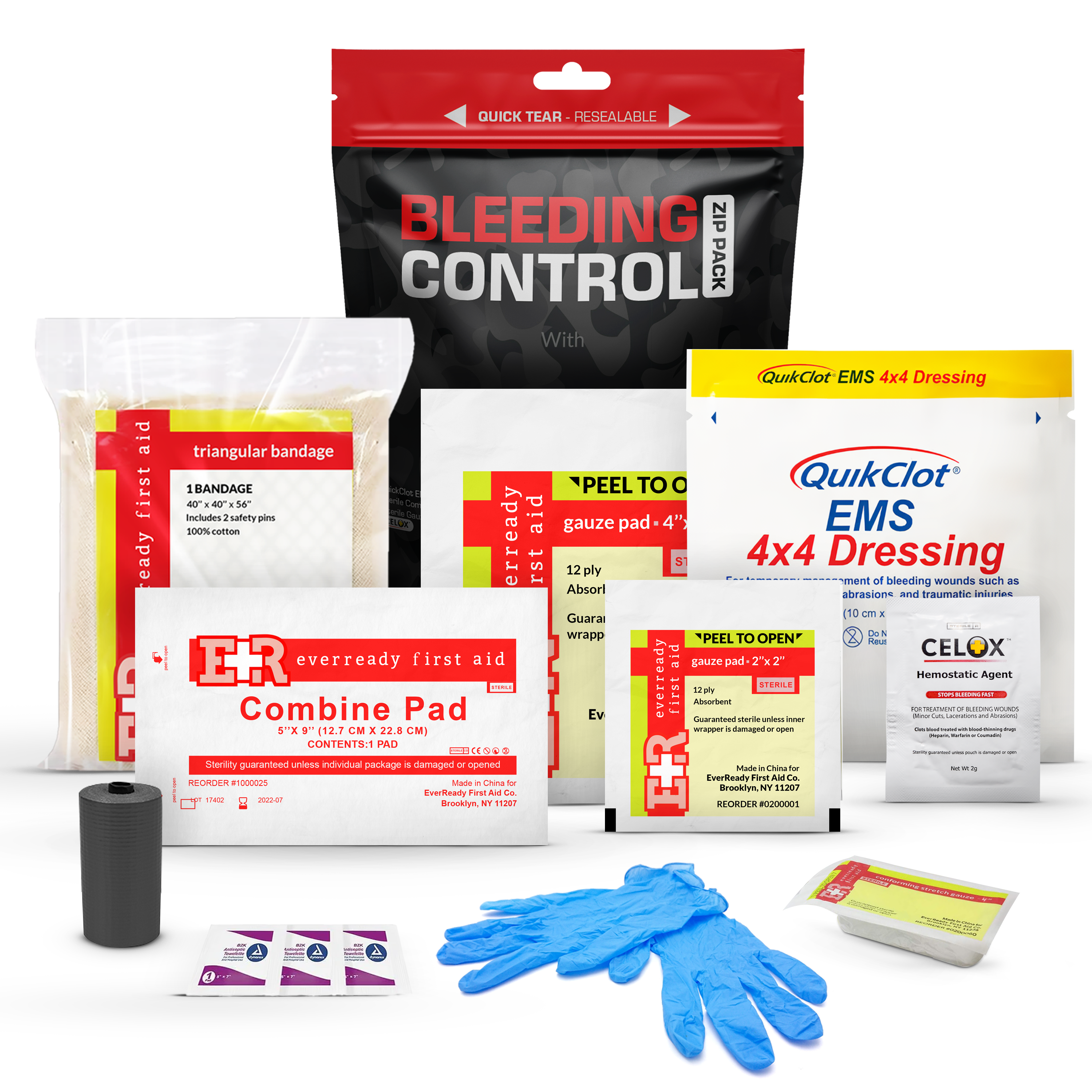 Bleeding Control Zip Pack with QuickClot & Celox