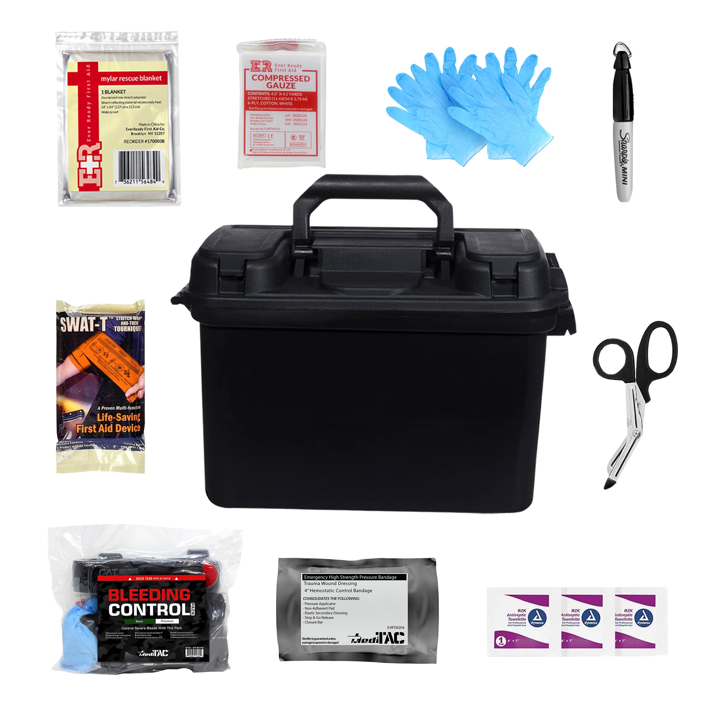 Bleeding Control Kit – 4 Vacuum-Sealed Kits in Plastic Case