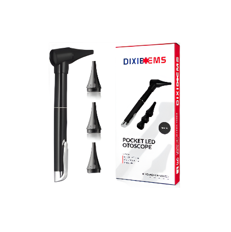 Dixie Ems Basic Medical Pocket Size Otoscope with LED Light, Clip and 4 Specula Sizes for Students, EMTs, Nurses, Doctors, and Vets