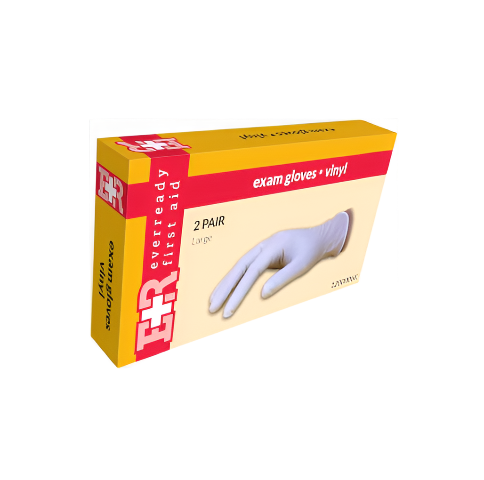 Ever Ready First Aid Exam Gloves, Vinyl, Non-Sterile, Large, 2 Pairs, in Kit Unit Box (Pack of 10)