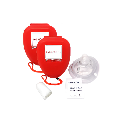 EverOne CPR Rescue Mask, Adult/Child Pocket Resuscitator, Hard Case with Wrist Strap + Gloves & Wipes