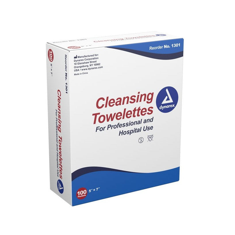 Dynarex Cleansing Towelettes 5"x 7", Box of 100
