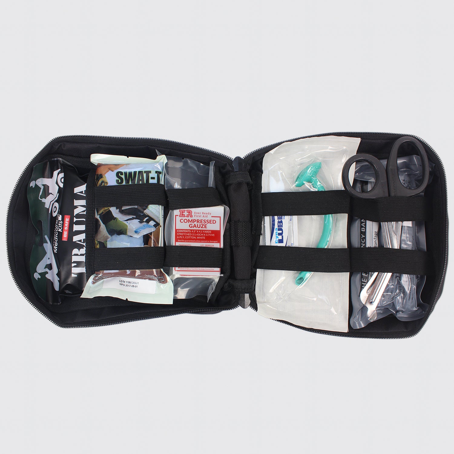Ever Ready First Aid Tactical Trauma IFAK Kit Feat. Trauma Pack QuikClot, Israeli Bandage, SWAT-T Tourniquet in IFAK Molle Pouch