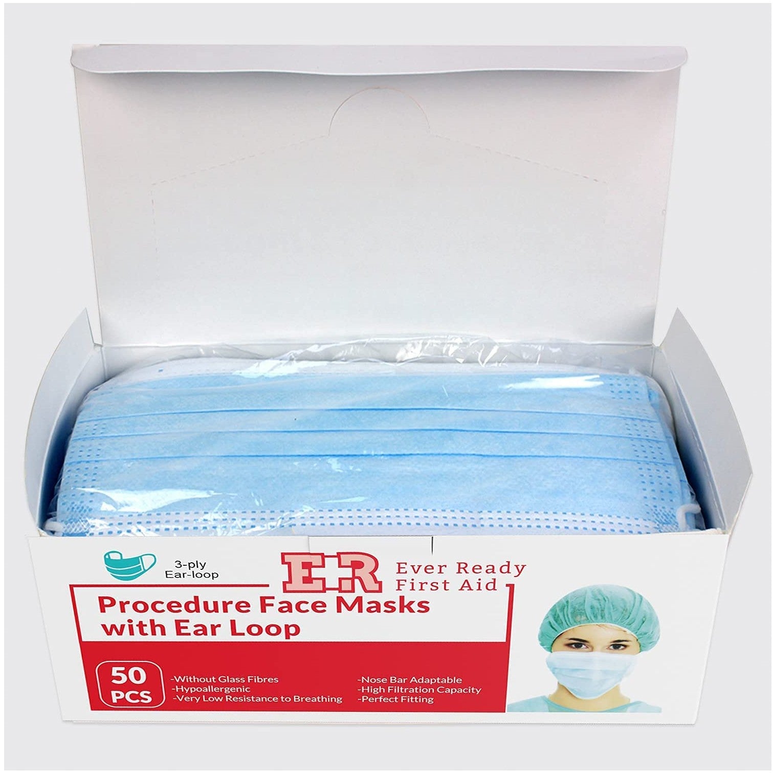 Ever Ready First Aid 3-ply Disposable Face Mask - 50/pack