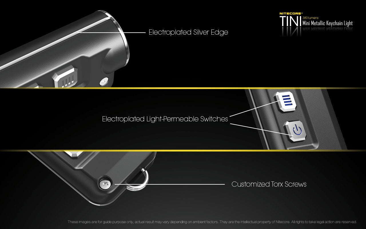 Nitecore TINI 380 Lumens USB Rechargeable Keychain Flashlight with Nitecore Charging Cable