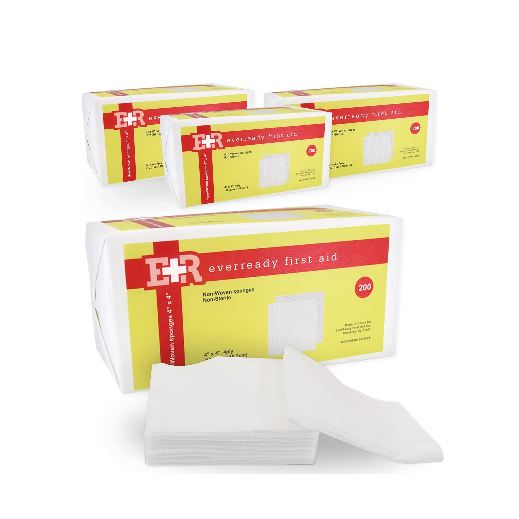 Ever Ready First Aid Non-Woven Sponges, 4" x 4", 4 Ply
