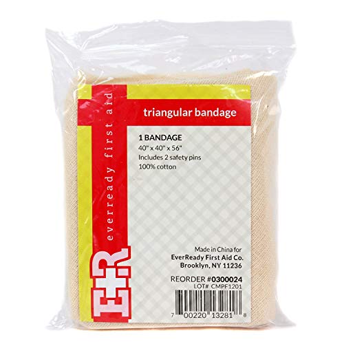 Ever Ready First Aid Triangular Bandage, 40" x 40" x 56", 12 Count- 100% Cotton