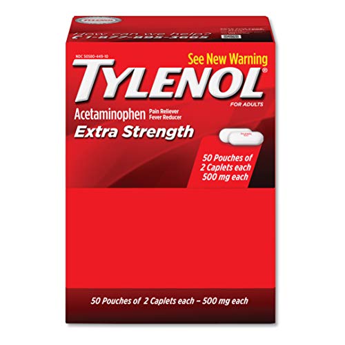 Tylenol Extra Strength Caplet Refills, 2 Caplets Per Packet, 50-Pack Box