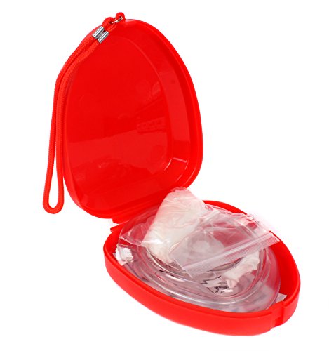 Ever Ready First Aid CPR Rescue Mask, Adult/Child Pocket Resuscitator, Hard Case with Wrist Strap + Gloves and Wipes with Inlet for O2 port