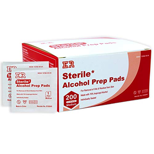 Ever Ready First Aid Alcohol Prep Pads, Medium 2-Ply Alcohol Wipes, Individually Wrapped Swabs, Saturated with 70% Isopropyl Alcohol