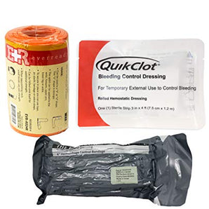 Ever Ready First Aid Combo Pack with Israeli Bandage, Quikclot Clotting Sponge and E+R Aluminum Splint