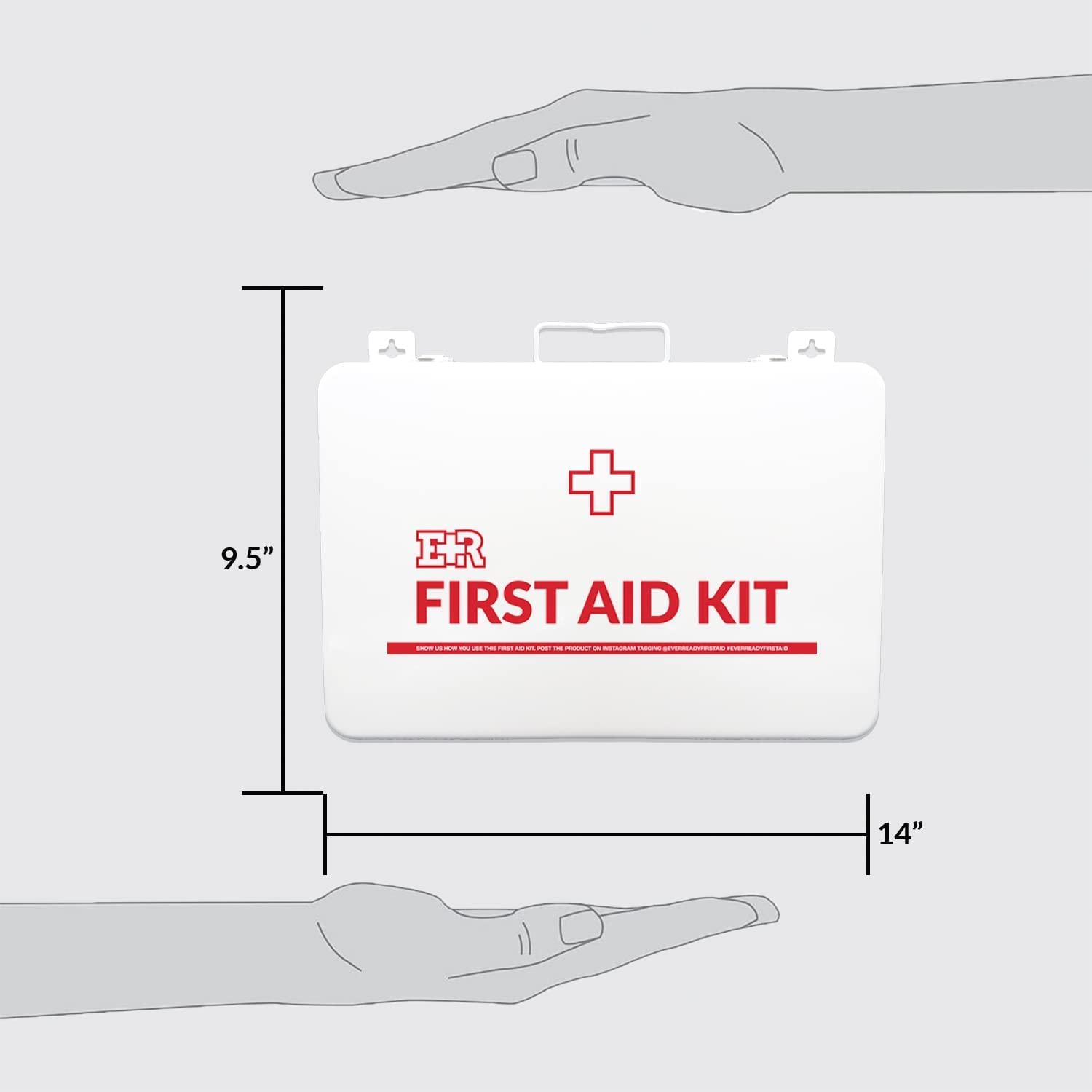 Ever Ready First Aid Class B ANSI Compliant First Aid Kit in Metal, Wall-Mountable Case for Business, Office, Home, Car, School - 178 Pieces - 50 Person