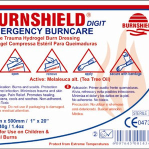 Burnshield Sterile Pain Relief Cooling Digit Burn Dressing for Sunburn, Open Flame and Hot Water 1″ x 20″ (2.5 cm x 50 cm)