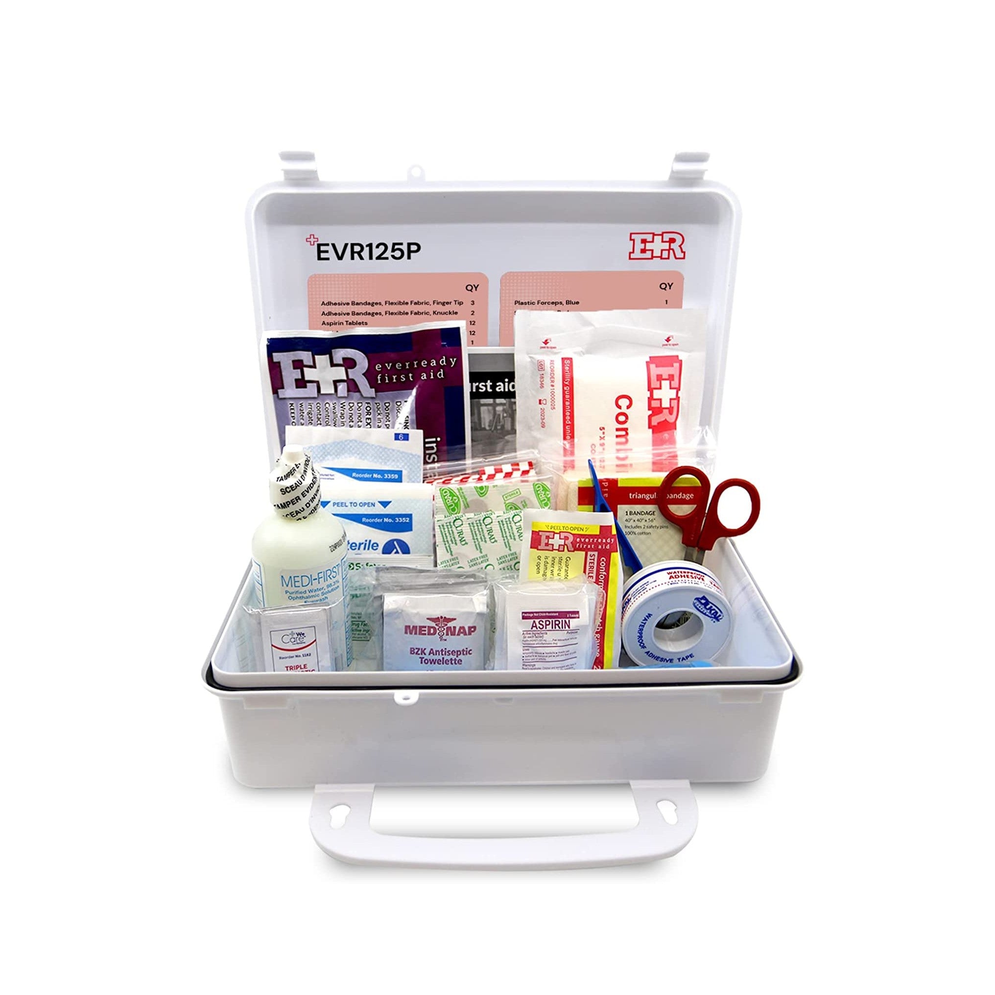 Ever Ready First Aid 107 Piece 25 Person First Aid Kit with Plastic Case, OSHA Compliant
