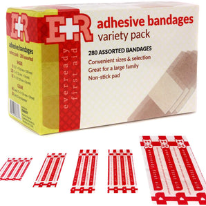 Adhesive Bandages Variety Pack – 280 Assorted Count