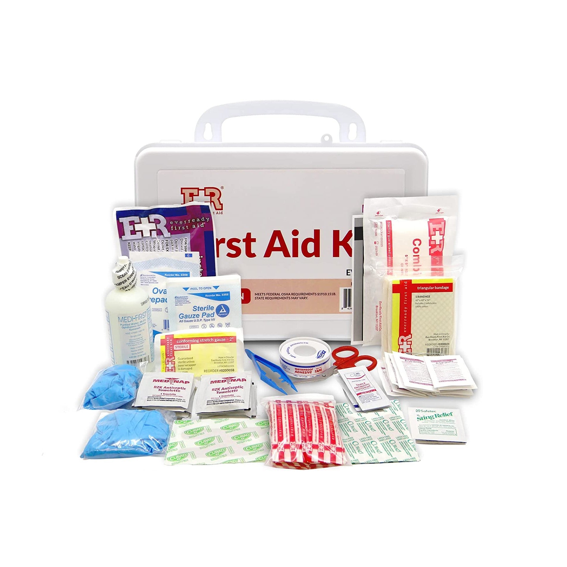 Ever Ready First Aid 107 Piece 25 Person First Aid Kit with Plastic Case, OSHA Compliant