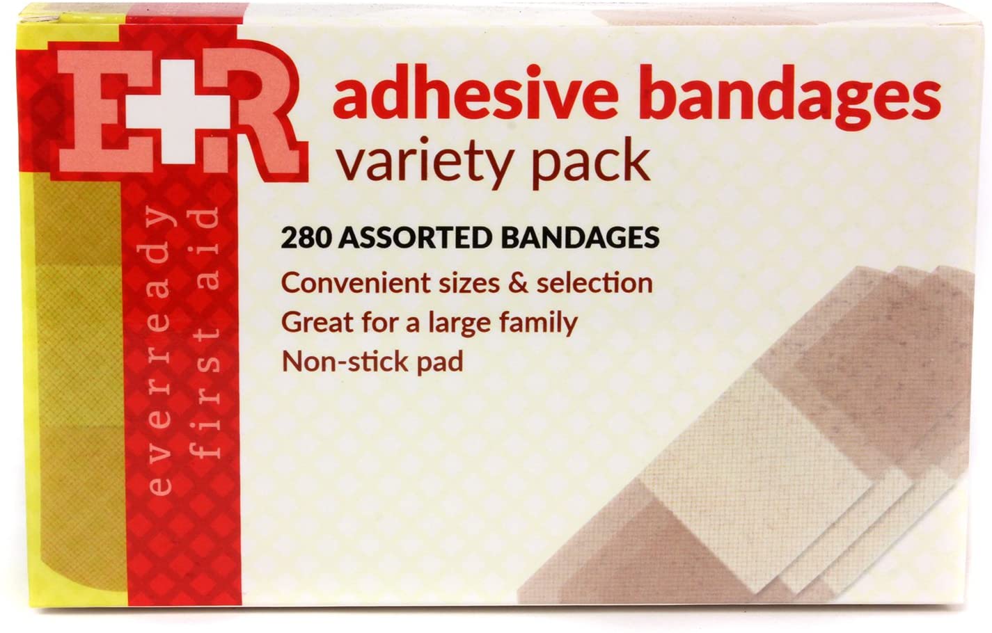 Ever Ready First Aid Quality Adhesive Bandages, Variety Pack of 280 Assorted Bandages