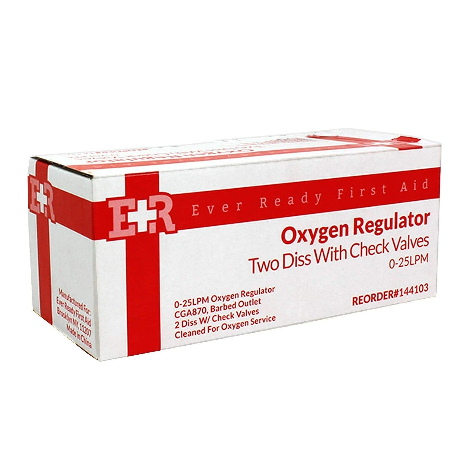 Ever Ready First Aid Oxygen Regulator CGA-870 Gauge Flow Rate - 0-25LPM