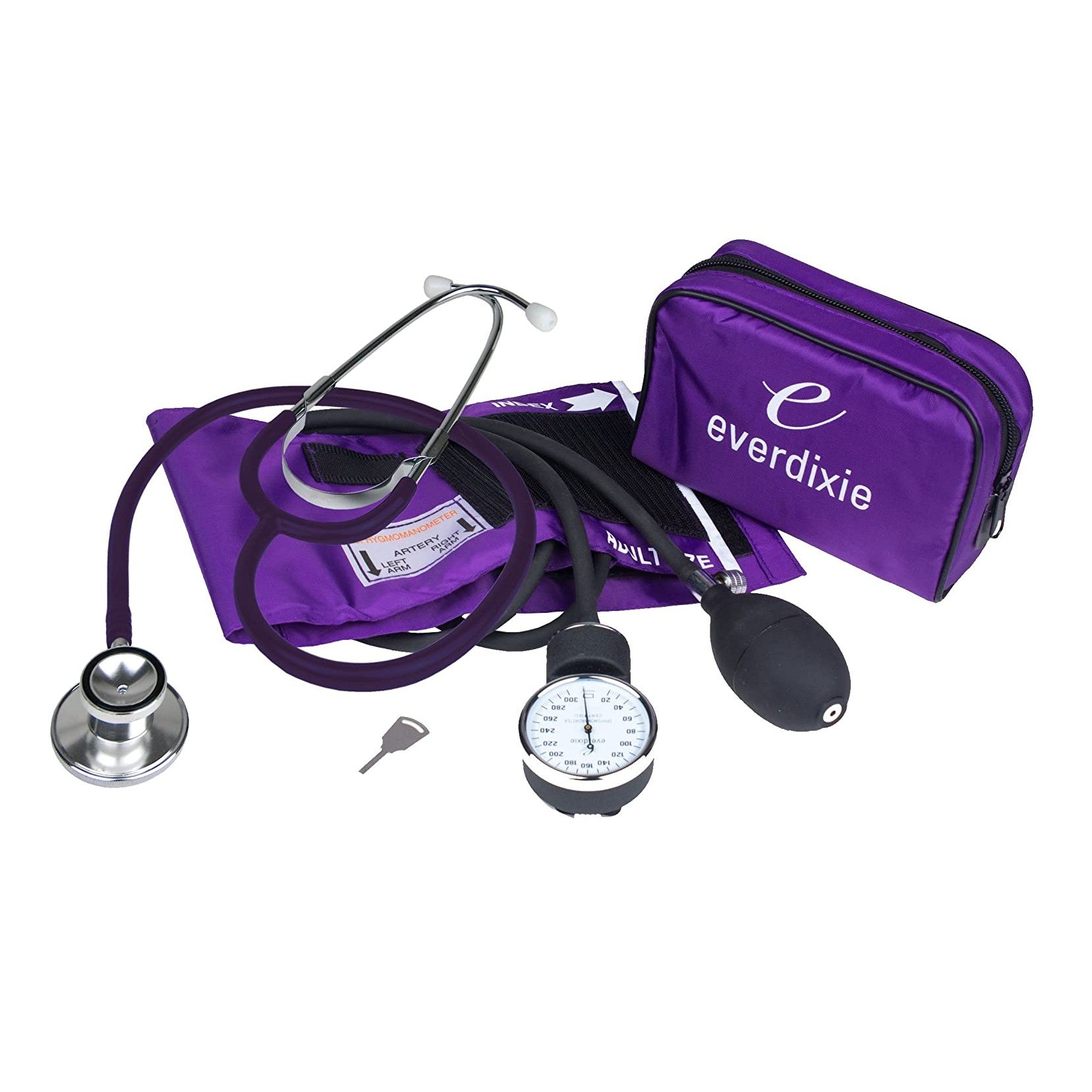 Dixie EMS Deluxe Aneroid Sphygmomanometer Blood Pressure Set W/Adult Cuff,  Carrying Case and Calibration Tool - Black