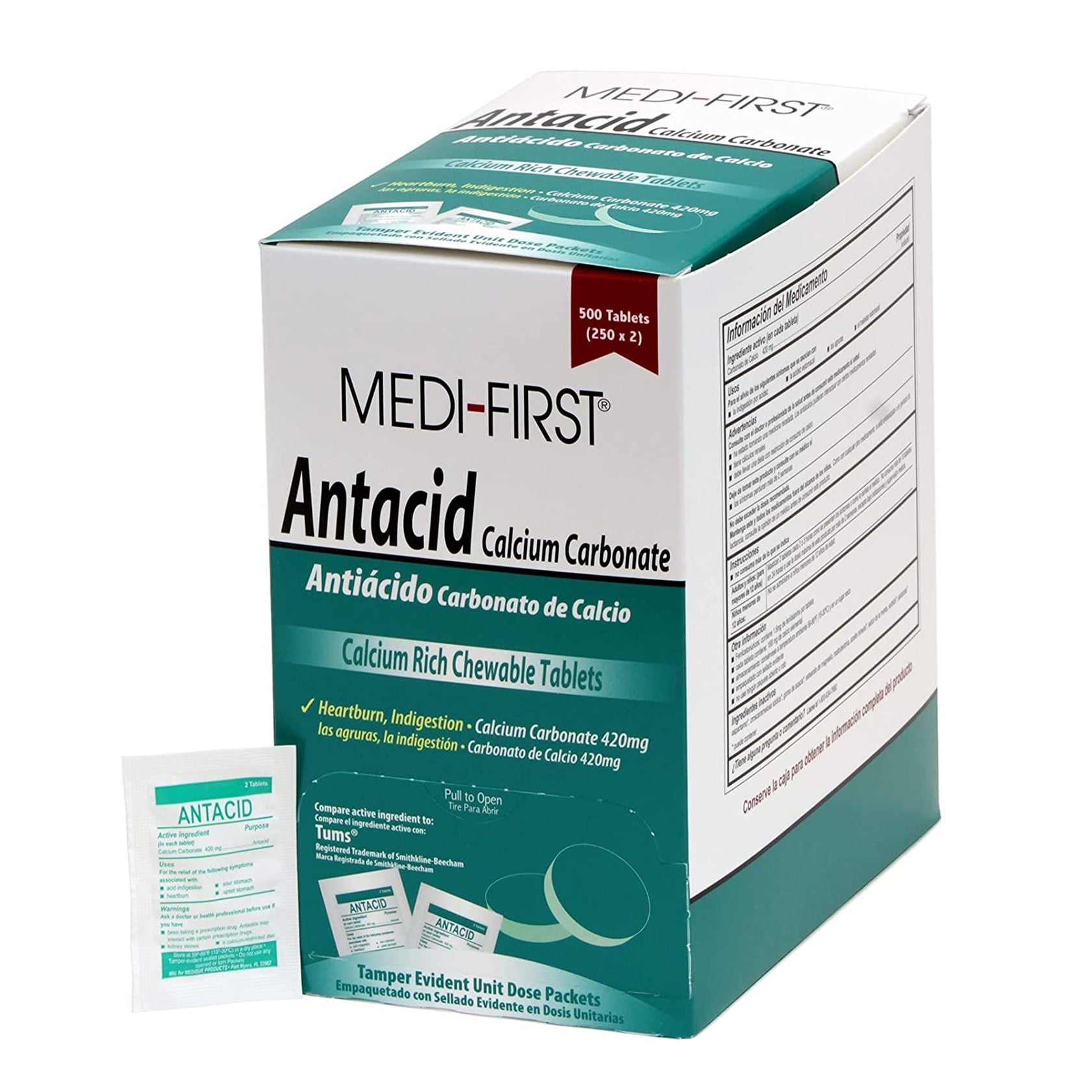 Medi-First Chewable Mint Antacid Tablets - 500/box